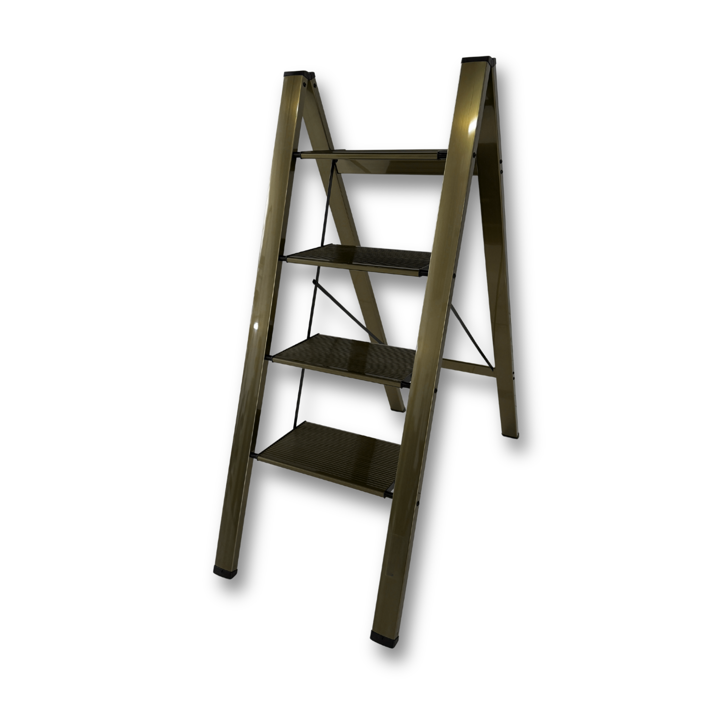 Portalife Katlanır 4 Basamaklı Alüminyum Ev Tipi Şık Merdiven - Bronz Merdiven, Pratik Merdiven