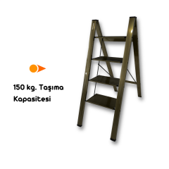 Portalife Katlanır 4 Basamaklı Alüminyum Ev Tipi Şık Merdiven - Bronz Merdiven, Pratik Merdiven