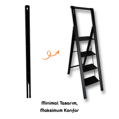 Portalife Tutma Kollu 4 Basamaklı Çelik Takviyeli Alüminyum Şık Merdiven – Geniş Basamaklı – Kalın Profil