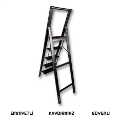 Portalife Tutma Kollu 5 Basamaklı Alüminyum Şık Merdiven – Geniş Basamaklı, Hafif