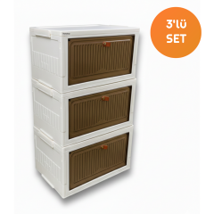 Plastik Tek Kapaklı Saklama Kutusu- 3'lü Set